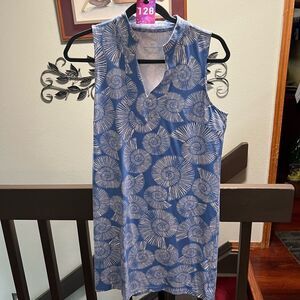 Southern Tide Blue Sleeveless Tunic with Mandarin Collar Small #128